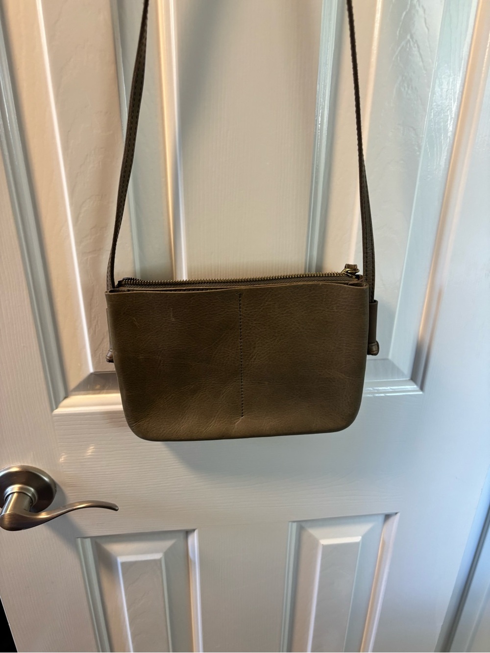 Madewell Olive Leather Zip Crossbody Bag